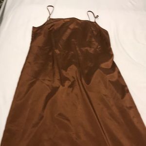 Spaghetti strap mud calf silky dress